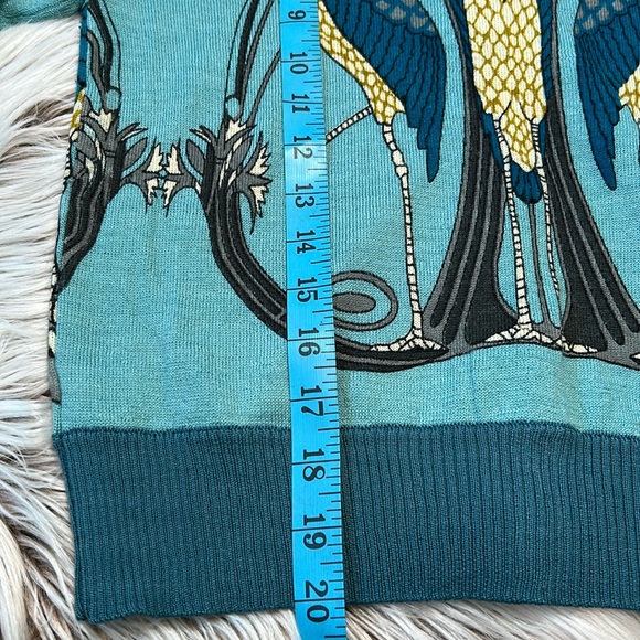 Knitted Dove Birds of a Feather Print Blue Button Cardigan Sweater Wool Blend S - Picture 12 of 12